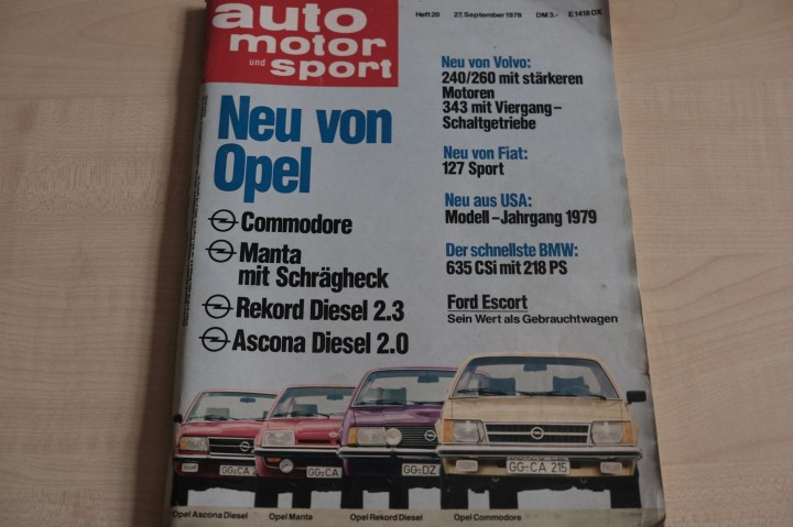 Deckblatt Auto Motor und Sport (20/1978)